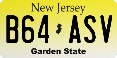 NJ license plate B64ASV