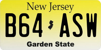 NJ license plate B64ASW