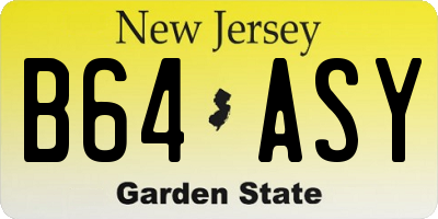 NJ license plate B64ASY