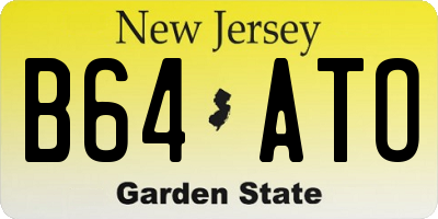 NJ license plate B64ATO