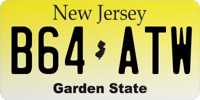 NJ license plate B64ATW