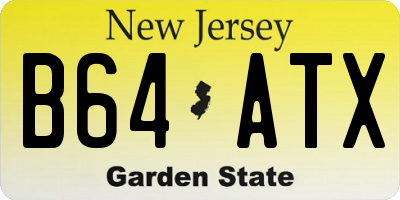 NJ license plate B64ATX