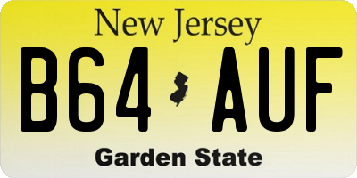NJ license plate B64AUF