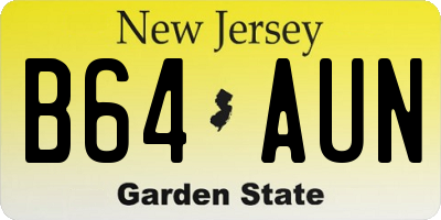 NJ license plate B64AUN