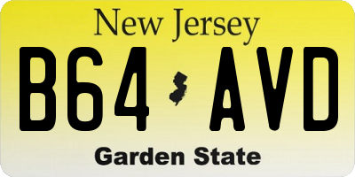 NJ license plate B64AVD