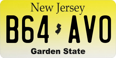 NJ license plate B64AVO