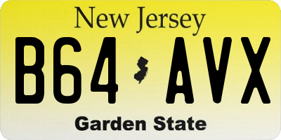 NJ license plate B64AVX