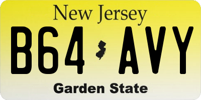NJ license plate B64AVY