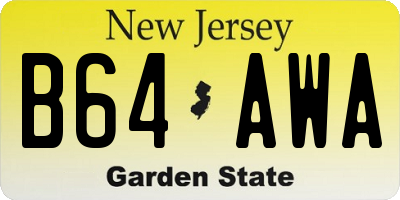NJ license plate B64AWA