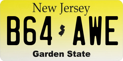NJ license plate B64AWE