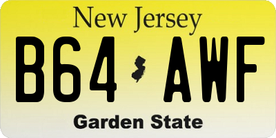 NJ license plate B64AWF