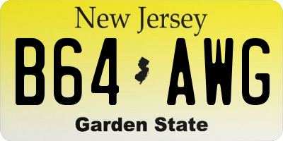 NJ license plate B64AWG