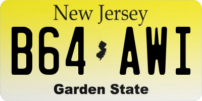 NJ license plate B64AWI
