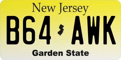 NJ license plate B64AWK