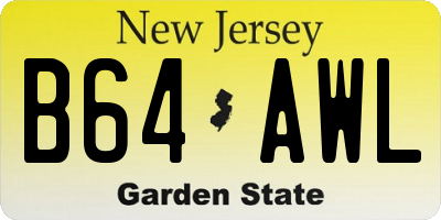 NJ license plate B64AWL