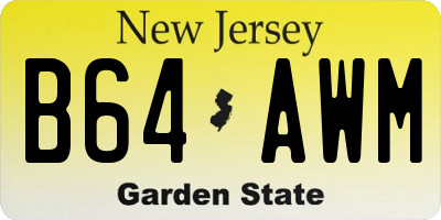 NJ license plate B64AWM