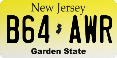 NJ license plate B64AWR