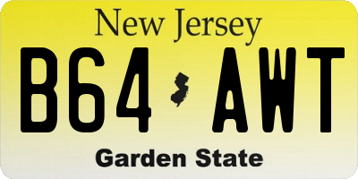 NJ license plate B64AWT