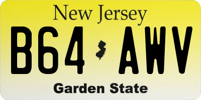 NJ license plate B64AWV