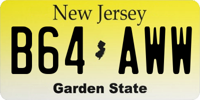 NJ license plate B64AWW