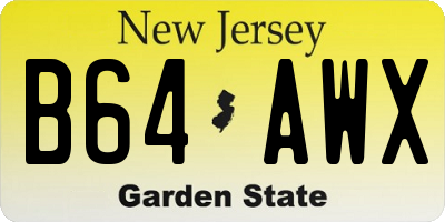 NJ license plate B64AWX