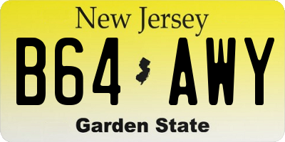 NJ license plate B64AWY