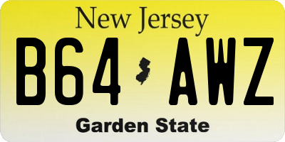 NJ license plate B64AWZ