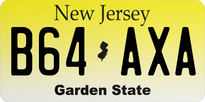 NJ license plate B64AXA