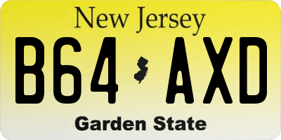 NJ license plate B64AXD