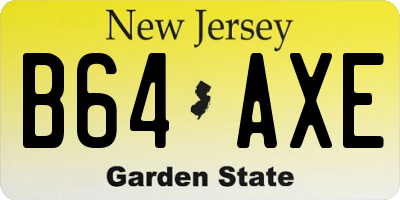 NJ license plate B64AXE