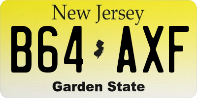 NJ license plate B64AXF