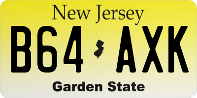 NJ license plate B64AXK