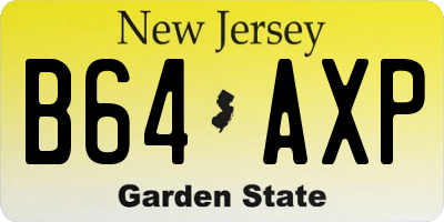 NJ license plate B64AXP