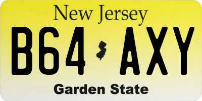 NJ license plate B64AXY