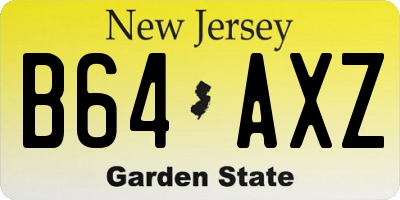 NJ license plate B64AXZ