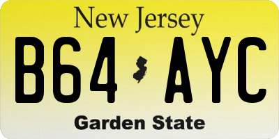 NJ license plate B64AYC