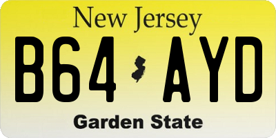 NJ license plate B64AYD