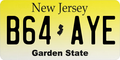 NJ license plate B64AYE