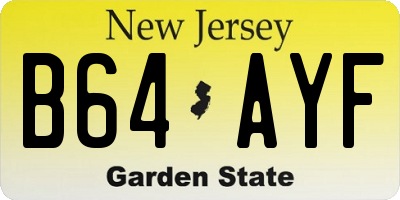 NJ license plate B64AYF