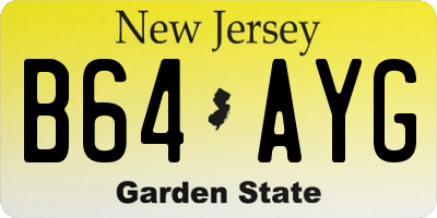 NJ license plate B64AYG