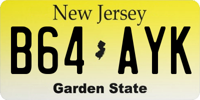 NJ license plate B64AYK