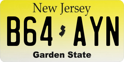 NJ license plate B64AYN