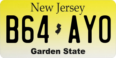 NJ license plate B64AYO