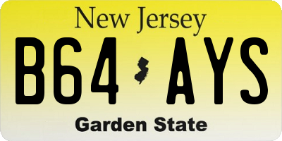NJ license plate B64AYS