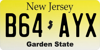 NJ license plate B64AYX