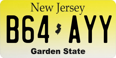 NJ license plate B64AYY
