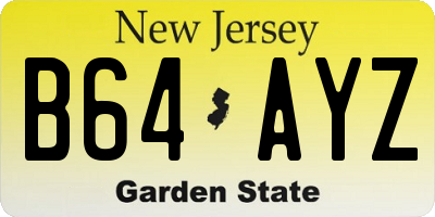 NJ license plate B64AYZ