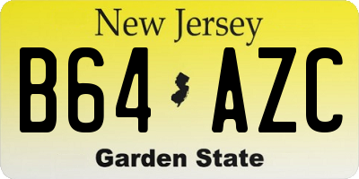 NJ license plate B64AZC