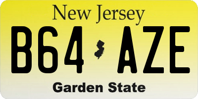 NJ license plate B64AZE