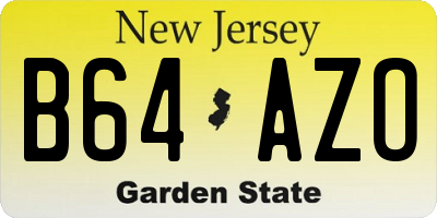 NJ license plate B64AZO